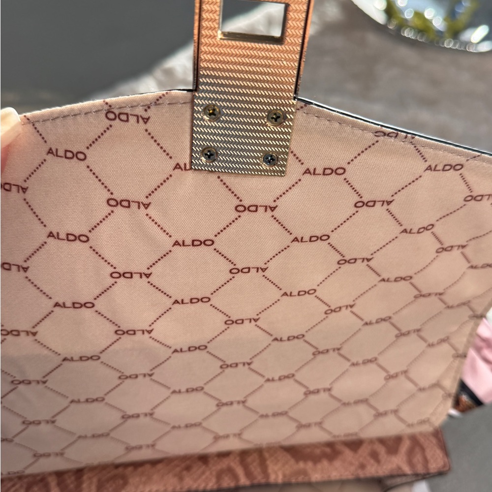 Aldo Caiilla Top Handle Satchel Snake Print + Chain Detail - Picture 11 of 16